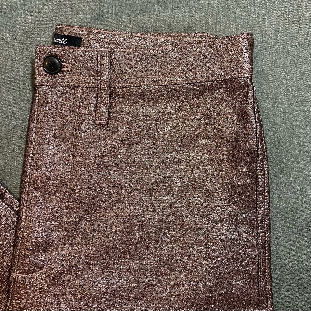 Madewell Slim Emmett Wide Leg Crop Metallic Bronze Pants Size 28 High Rise - Picture 4 of 8